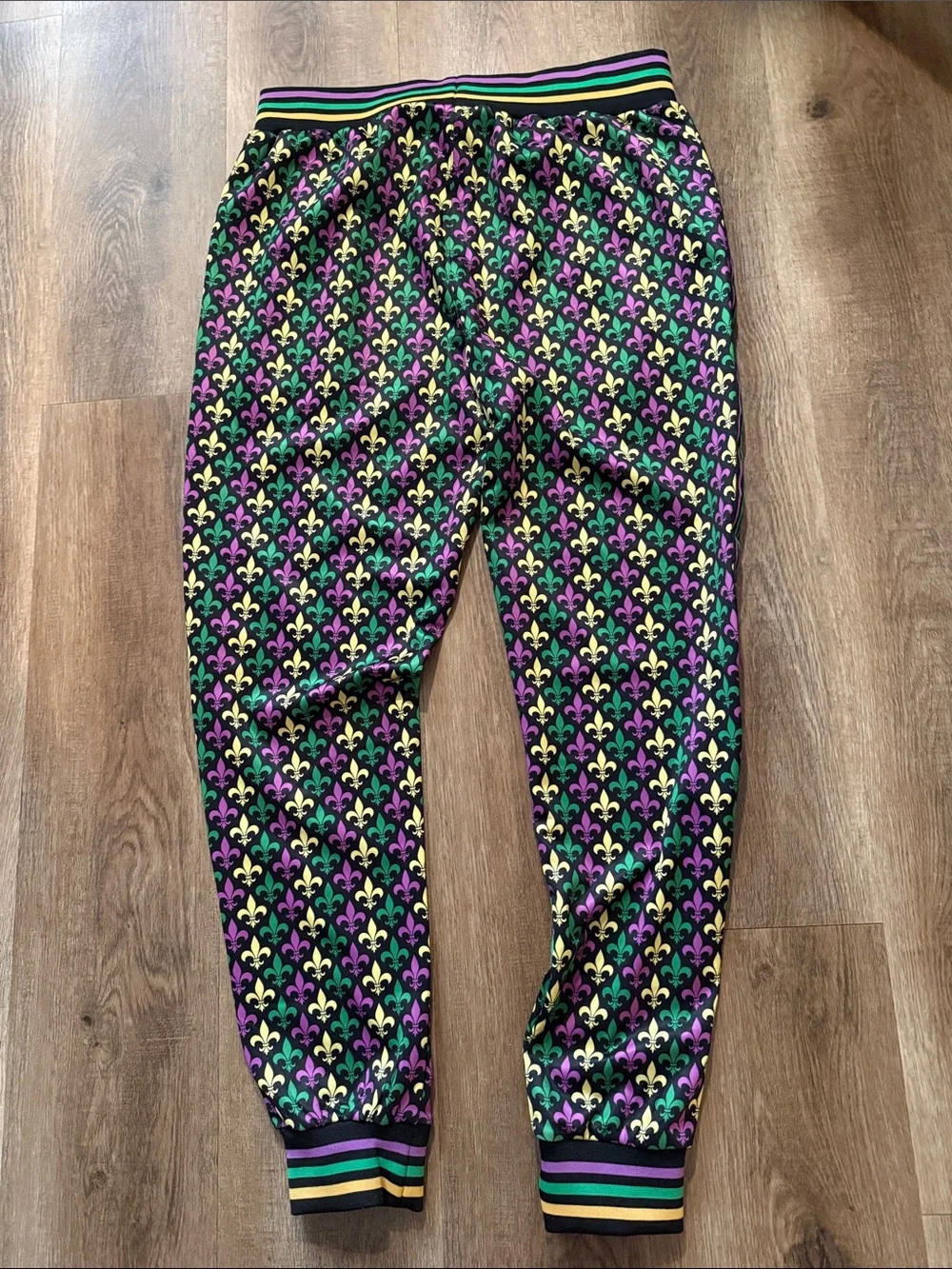 Desiree Collection NOLA fleur-de-lis print jogger pants size XL - Picture 2 of 14
